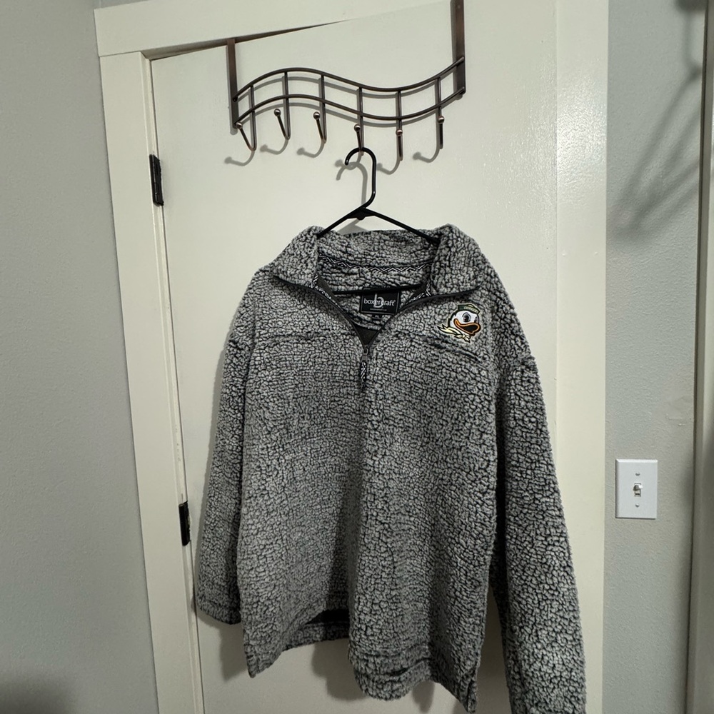 Oregon Ducks Boxercraft Gray Sherpa Quarter-Zip